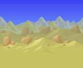 (Desktop, Console and Mobile versions) Sand dunes with rocks and buttes