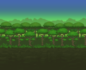 (Desktop, Console and Mobile versions) Muddy jungle with dark textures over a cliff. Uses art from the 3DS background.