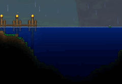 Fish appearing in the water while a player is fishing.