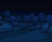 (Desktop, Console and Mobile versions) Smaller mushrooms on a hilly landscape. Has a different grass color