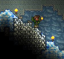 A player has found a group of Silver Ore in a Ice Cave