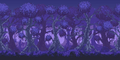 Neu eingefärbter Dschungelhintergrund mit neu gestalteten Bäumen aus dem 2. Bild der 3DS-Version.