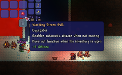 A Stress Ball accessory in the player's inventory. Cloud platforms and an updated Imp minion sprite can also be seen.