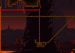 שני מסלולי Minecart. בתחתון יש טלפורטר עם חוט אדום במרכז, ופגוש משמאלו
