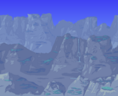 Tall cliffs with an animated waterfall