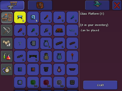 The crafting area on  Mobile (pre-1.3 screenshot).