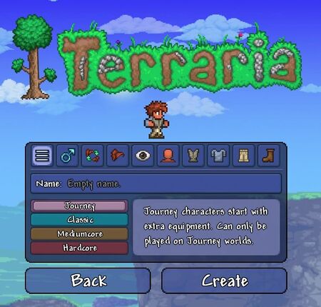 The character creation screen on the  Desktop version,  Console version, and  Mobile version