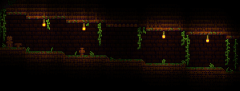 A new Plantera-themed whip being used. Jungle Grass planted on Lihzahrd Brick and several updated sprites can also be seen.