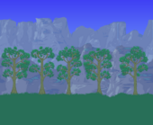 Tall cliffs with trees and grass.
